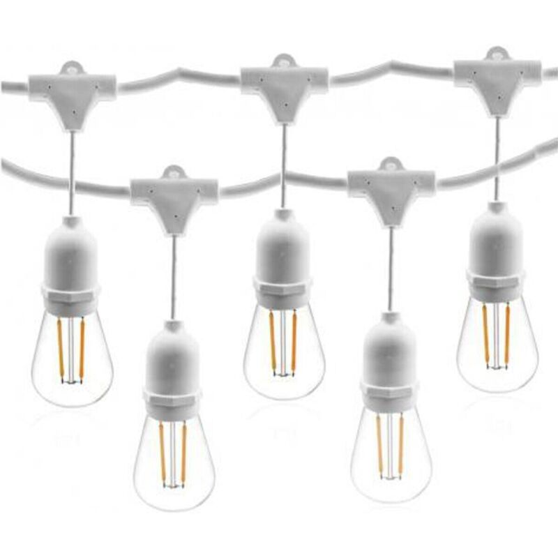 foto del prodotto bs catenaria luci 5mt e 10 portalampade e27 bianca allungabile ip54 interno esterno