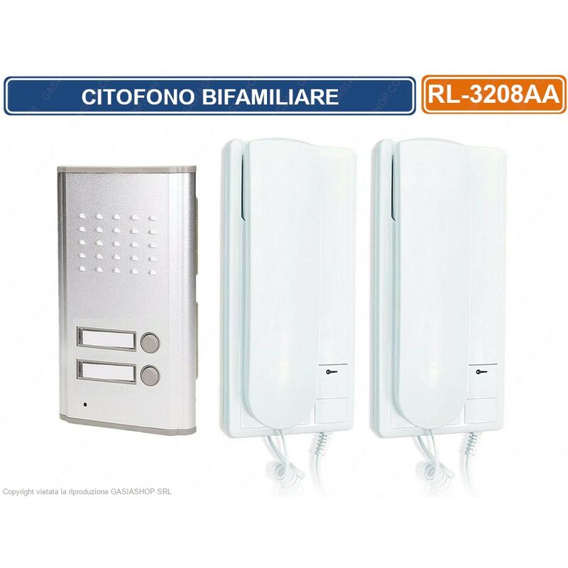 foto del prodotto bs kit citofono bifamiliare completo di posto esterno ed interno 2 4 fili apriporta cancello