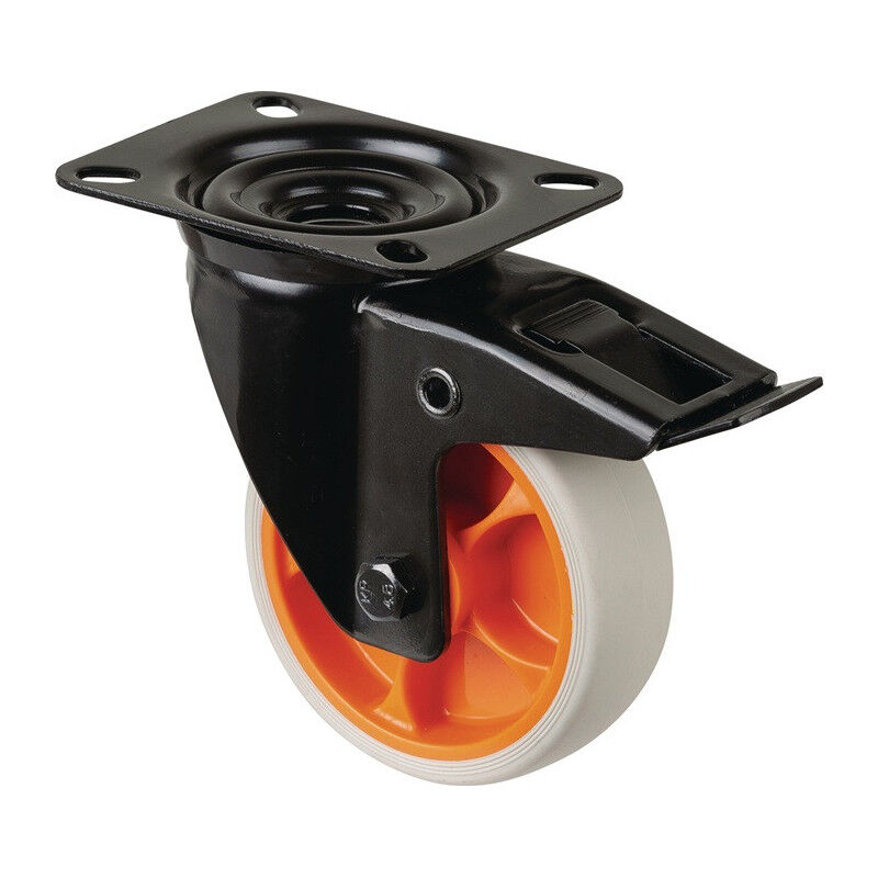 foto del prodotto bs rollen roulette pivotante d.100mm trgf.100kg avec caoutchouc fixe 104x80mm gris clair bs rolls