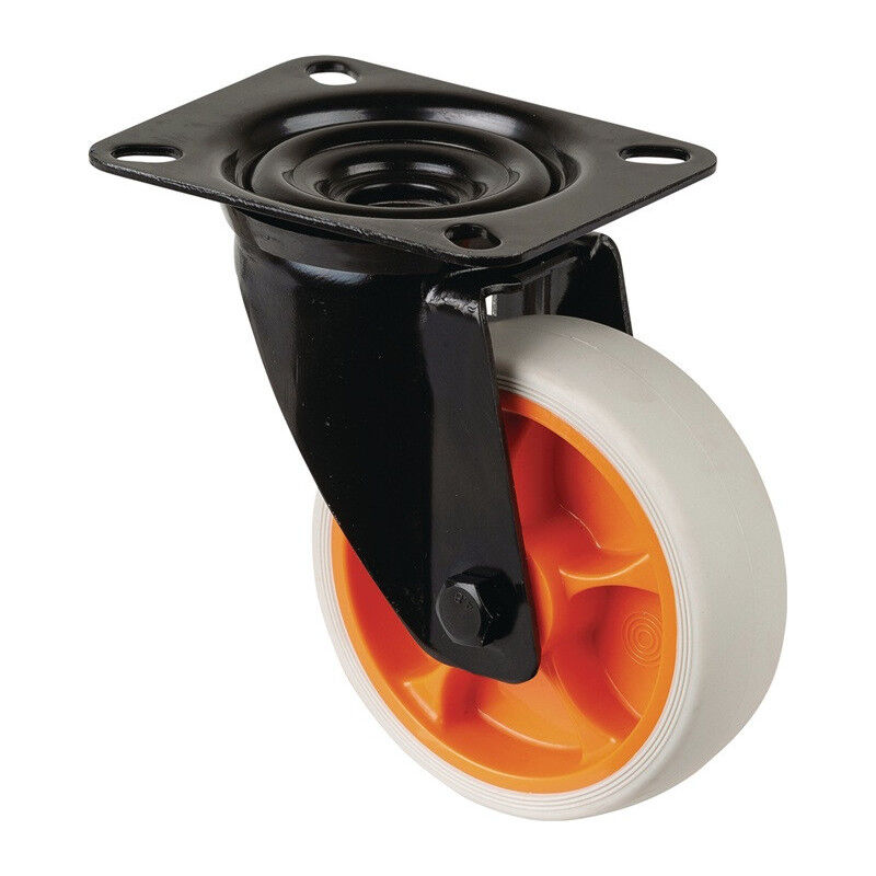 foto del prodotto bs rollen roulette pivotante d.100mm trgf.110kg roulettes pivotantes plaque caoutchouc l104xl80mm couleur rl.gris clair