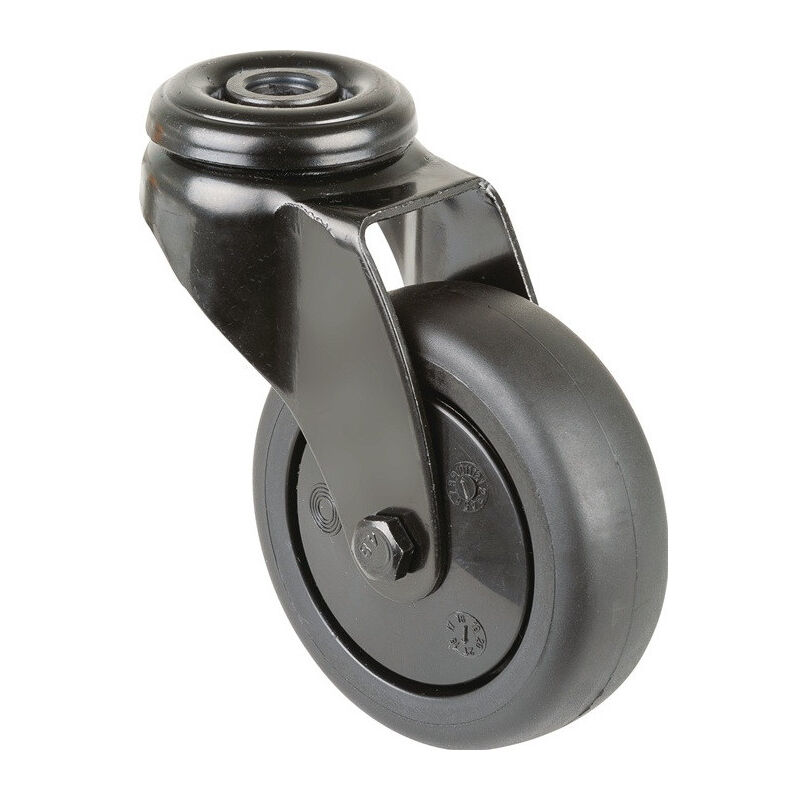 foto del prodotto bs rollen roulette pivotante d.75mm trgf.60kg avec trou arri re corps de roue ku.ball.caoutchouc noir bs rolle