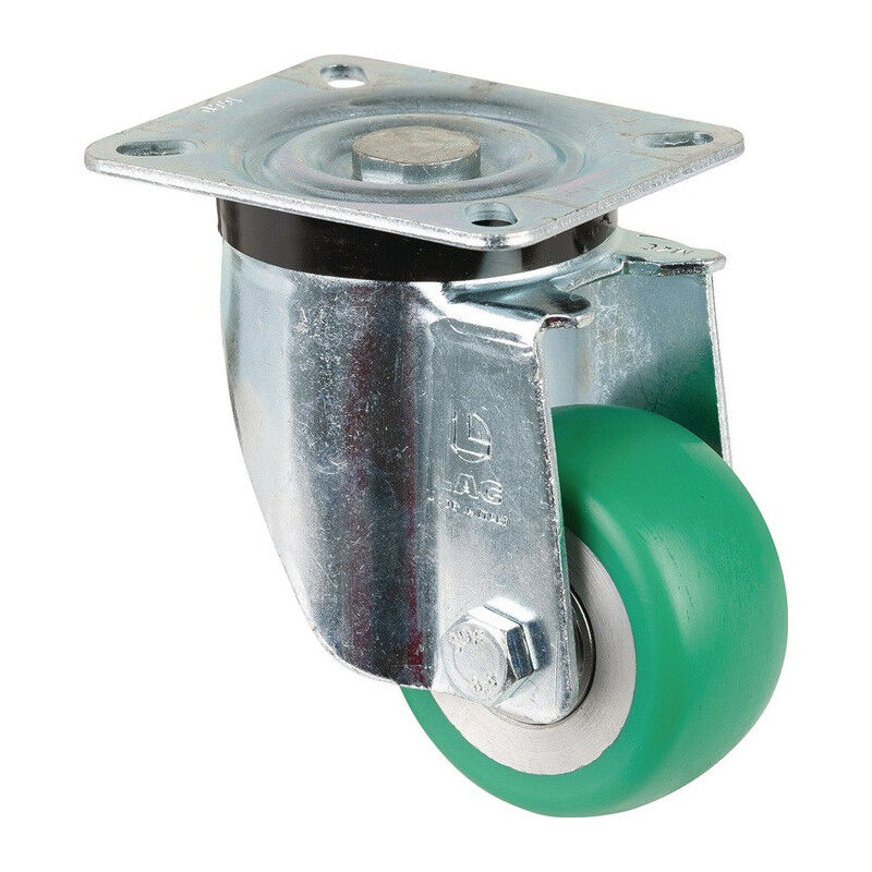 foto del prodotto bs rollen roulette pivotante d.80mm trgf.170kg plateau pu l105xl85mm coloris rl.vert bs rolls