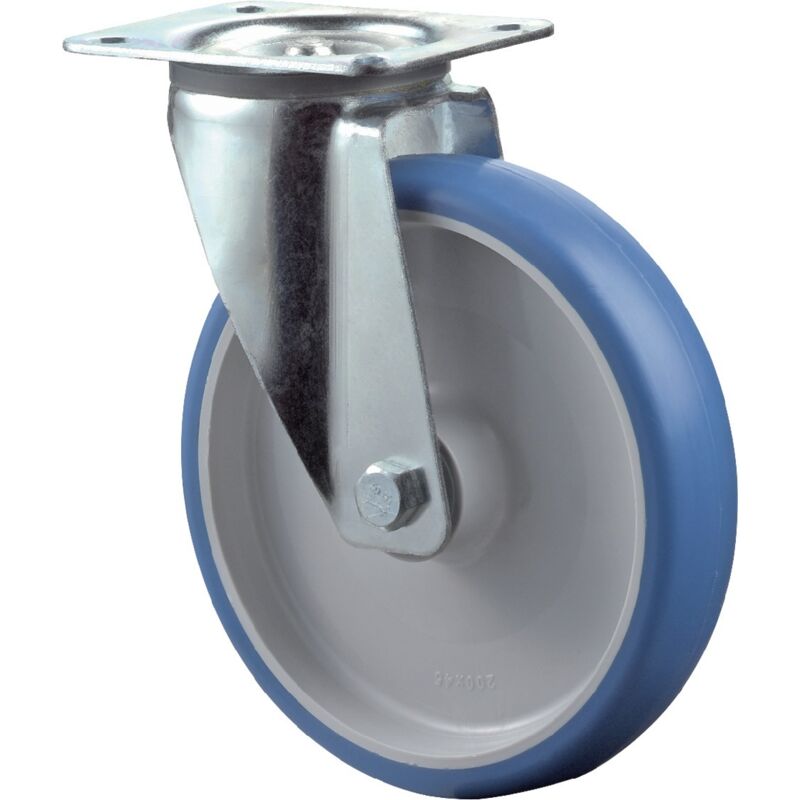 foto del prodotto bs rollen ruota girevole d.100mm trgf.125kg pu piastra l104xp80mm colore dx blu
