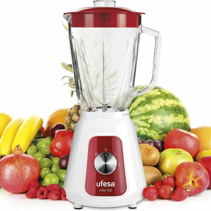 foto del prodotto bs4717 ruby red frullatore da tavolo, 500 w di potenza, caraffa in vetro da 1,5 l, coperchio con chiusura ermetica, 2 velocità + pulse, 4 lame in