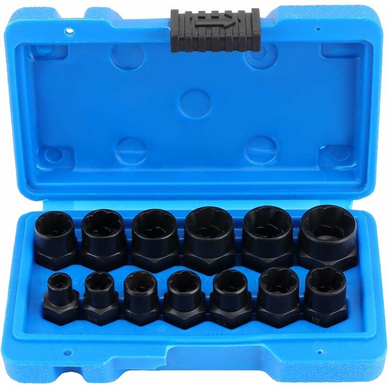 foto del prodotto bsr set di bussole rotanti da 13 pezzi, estrattore da 9,5 mm per viti danneggiate, set di bussole per l estrazione dei dadi di bloccaggio delle