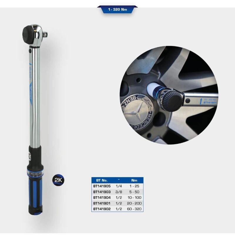 foto del prodotto bt141903 3 8 chiave dinamometrica con testa a cricco a quadro scorrevole, 5 50 nm powered by ks tools brilliant tools