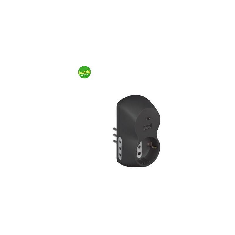 foto del prodotto bticino adattatore b3 1 presa 10a usb a c grigio
