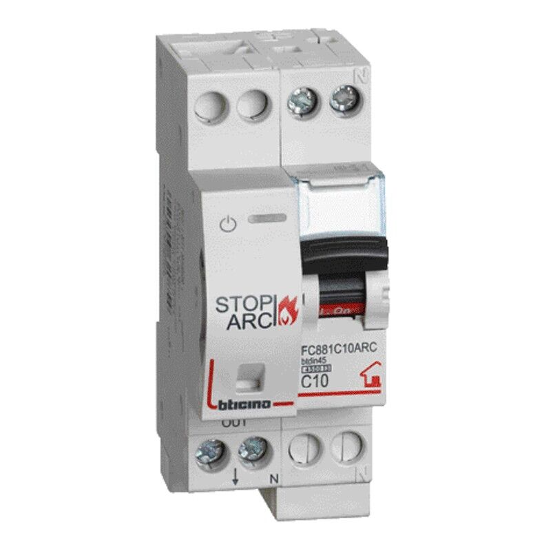 foto del prodotto bticino btdin stop arc 10a 1p n 4500a con magnetotermico fc881c10arc