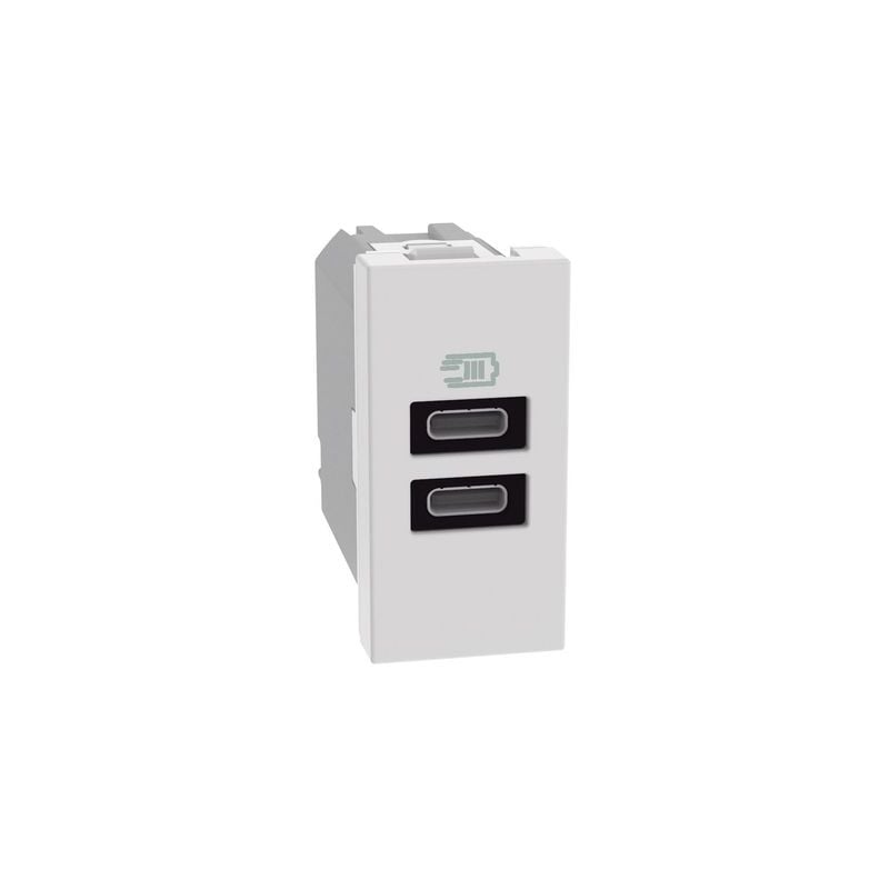 foto del prodotto bticino caricatore usb con 2 porte tipo c bianco matixgo jw4191cc