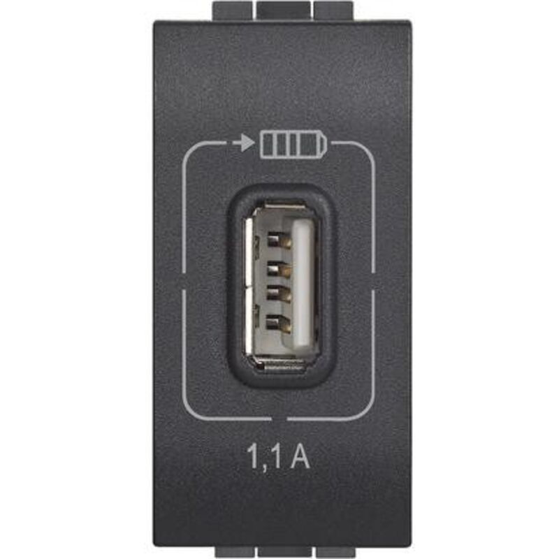 foto del prodotto bticino caricatore usb tensione 5vdc 1,1a antracite ll cod. l4285c1 