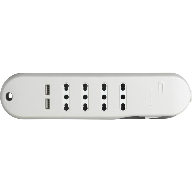 foto del prodotto bticino ciabatta multipresa 4 prese bipasso 10 16a 2 usb 3636dbu