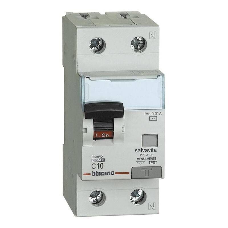 foto del prodotto bticino differenziale magnetotermico 4,5ka - idn 0.01a tipo ac 10a ga8812ac10