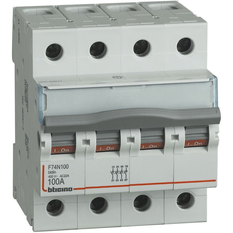 foto del prodotto bticino f74n100 sezionatore modulare 100a 4 posti 4 moduli