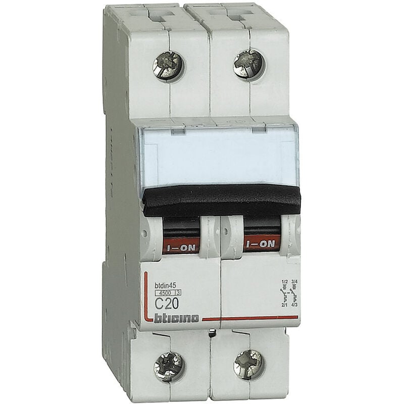 foto del prodotto bticino fa82c20 interruttore magnetotermico modulare btdin45 2p 20a curva c