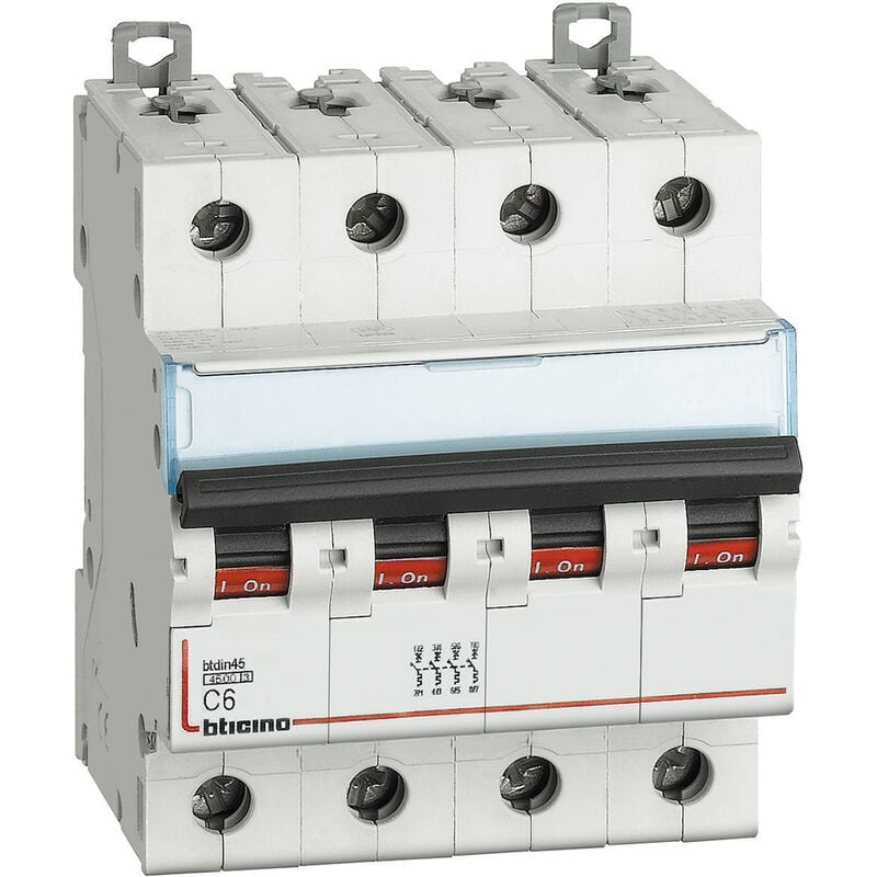 foto del prodotto bticino fa84c6 interruttore magnetotermico modulare btdin45 4p 6a curva c