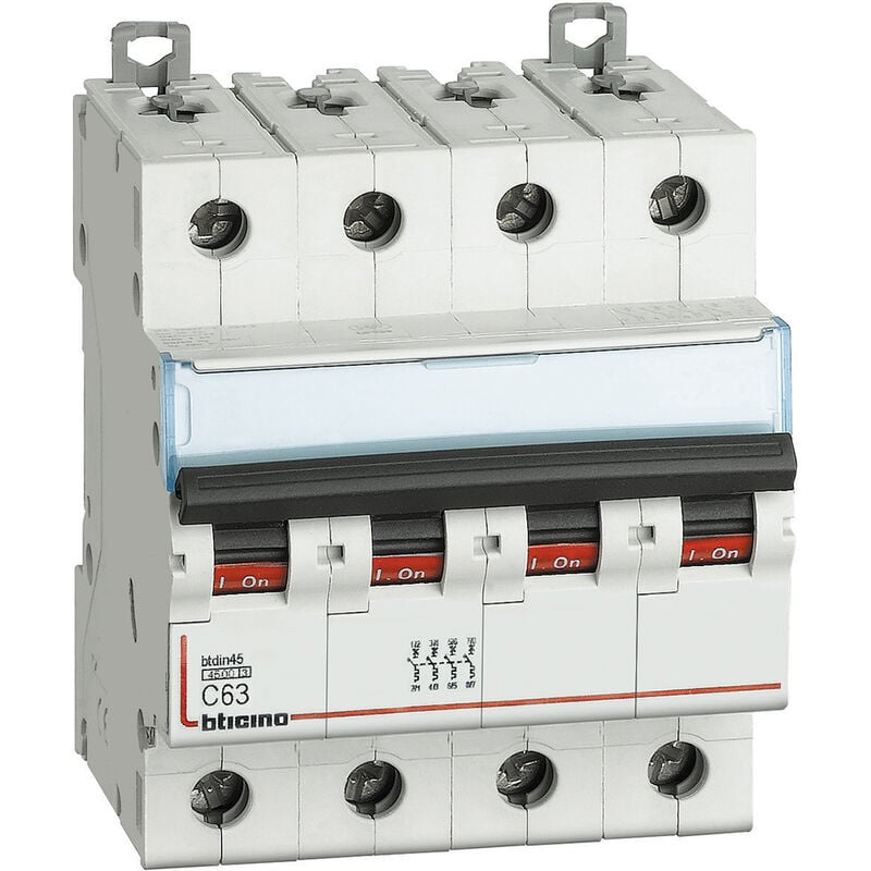 foto del prodotto bticino fa84c63 interruttore magnetotermico modulare btdin45 4p 63a curva c
