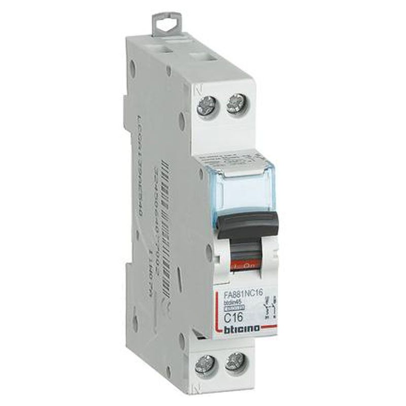 foto del prodotto bticino interruttore magnetotermico 16a 1p n 4,5 ka curva c 1m fa881c16
