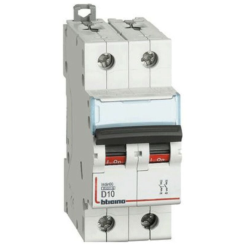 foto del prodotto bticino interruttore magnetotermico 2p 10a 6ka tipo d 2 moduli fn82d10