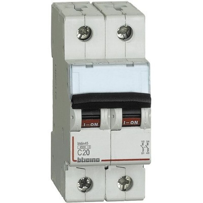 foto del prodotto bticino interruttore magnetotermico 2p 20a 4,5ka tipo c 2 moduli fa82c20