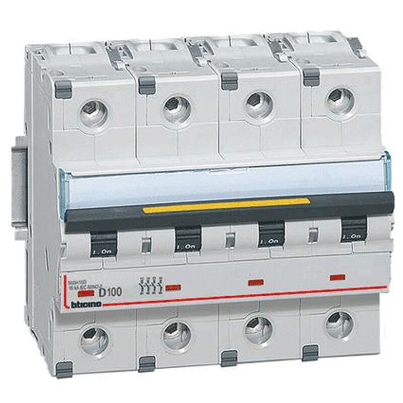foto del prodotto bticino interruttore magnetotermico 4p d 100a 16ka 6 moduli ft84d100