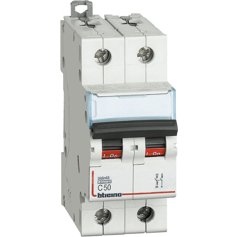foto del prodotto bticino interruttore magnetotermico c50 1p n 2 moduli 4500a fa81nc50