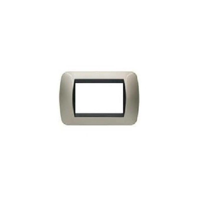 foto del prodotto bticino livinglight placca 3 moduli colore titanio chiaro cornice nera l4803tc