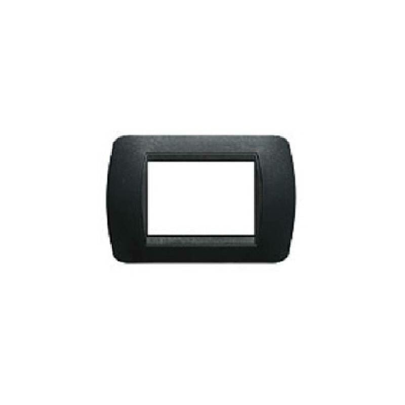 foto del prodotto bticino livinglight placca 3 moduli plastica color acciaio scuro cornice nera l4803pa