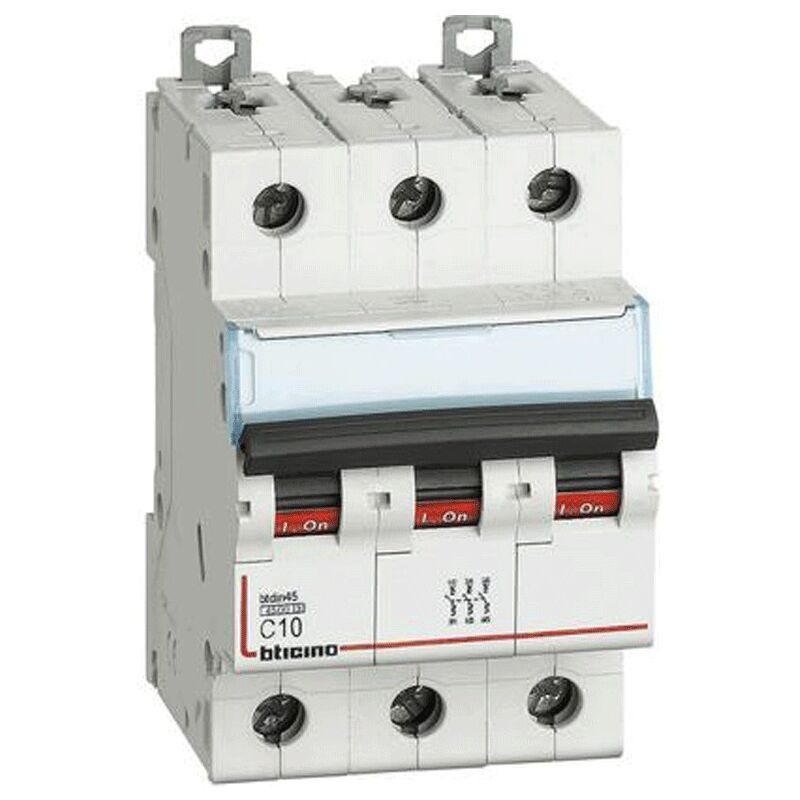 foto del prodotto bticino magnetotermico 3 poli 10a curva c 4,5k fa83c10