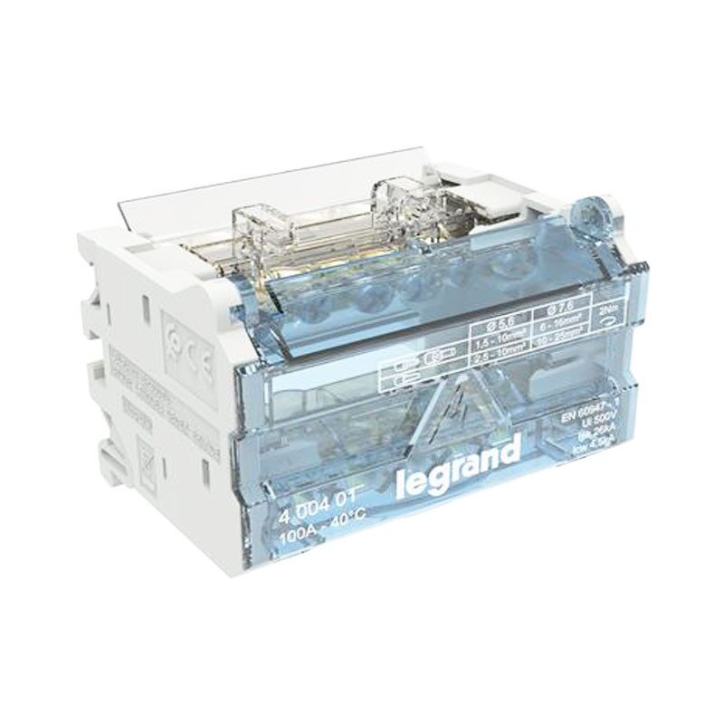 foto del prodotto bticino morsettiera modulare 100a 2 poli 7 fori 4 moduli 400401