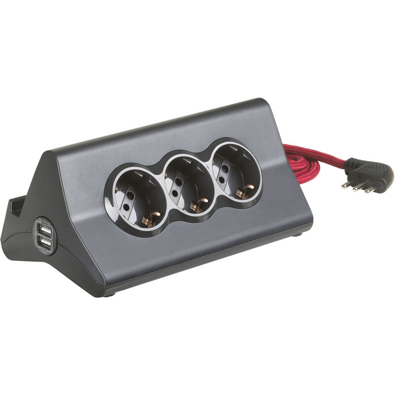 foto del prodotto bticino multipresa da scrivania 3 prese schuko 2 usb s3713gbu