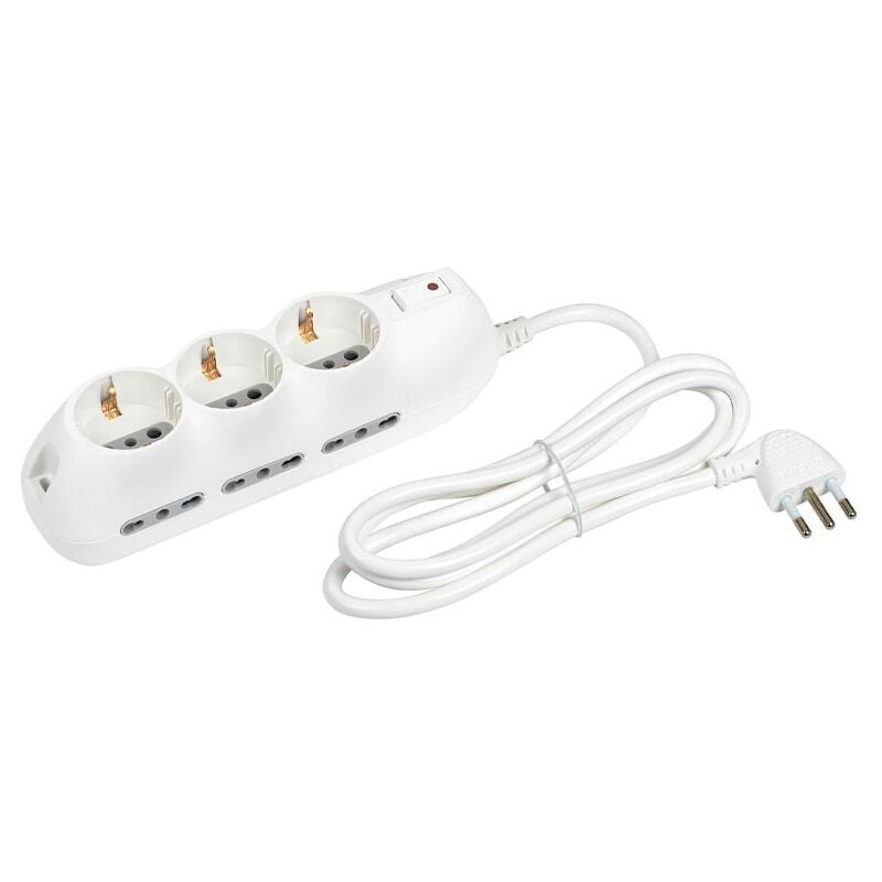 foto del prodotto bticino multipresa slot 9 prese tedesche 6 bipasso 10 16a interruttore e salvafulmine bianco 3699dbf