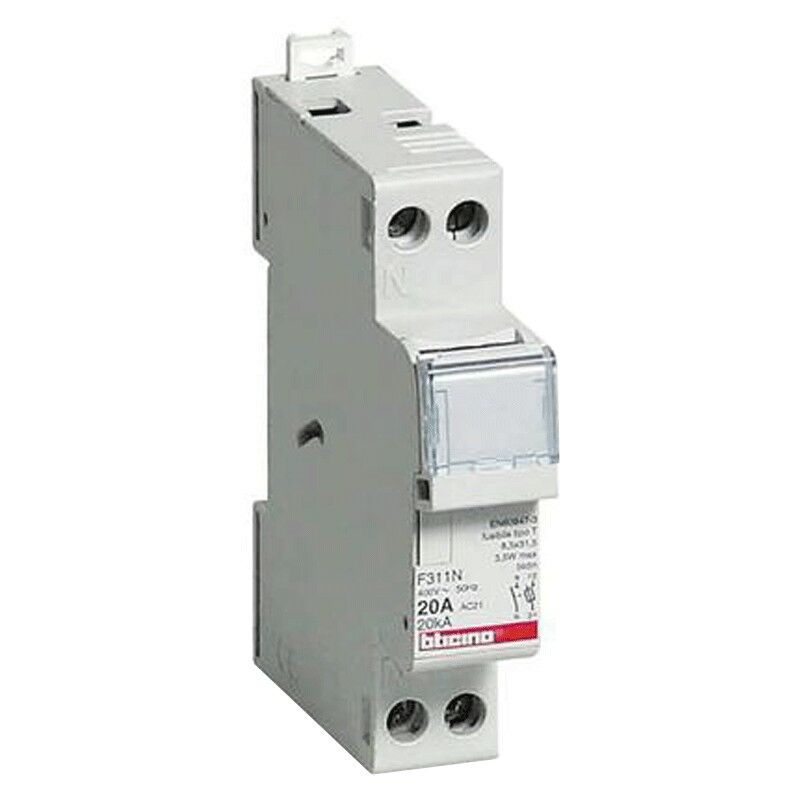 foto del prodotto bticino porta fusibile 1p n 20a 1 modulo fusibili 8,5x31,5mm f311n