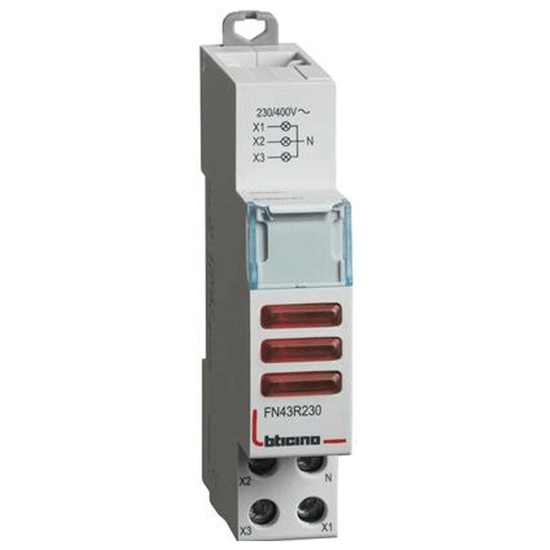 foto del prodotto bticino spia luminosa con 3 led rossi 230 400 vac 1 modulo fn43r230