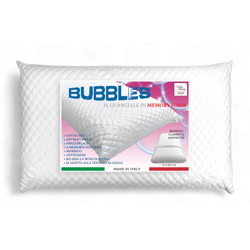foto del prodotto bubbles cuscino memory foam saponetta - ortopedico, antiacaro, anallergico, sfoderabile con fodera massaggiante, 75x45 cm