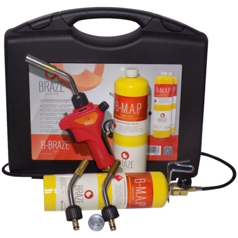 foto del prodotto bud kit cannello brasatura saldobrasatura con 2 bombole gas saldatura rame stagno