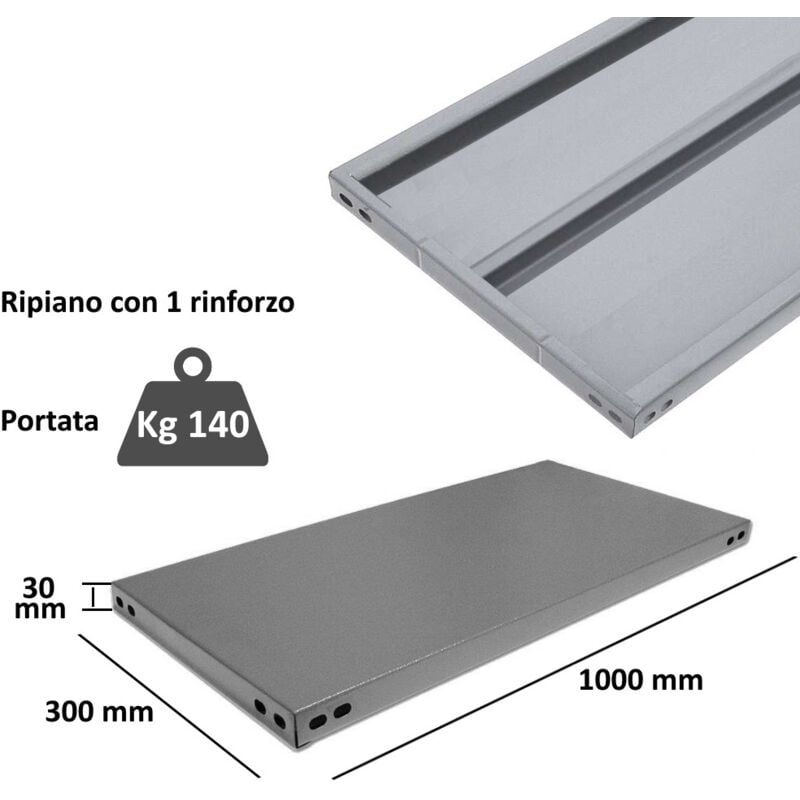 foto del prodotto bud scaffalatura in metallo componibile varie misure e portate tipo pesante con rinforzo componente ripiano cm 30x100 1 rinforzo