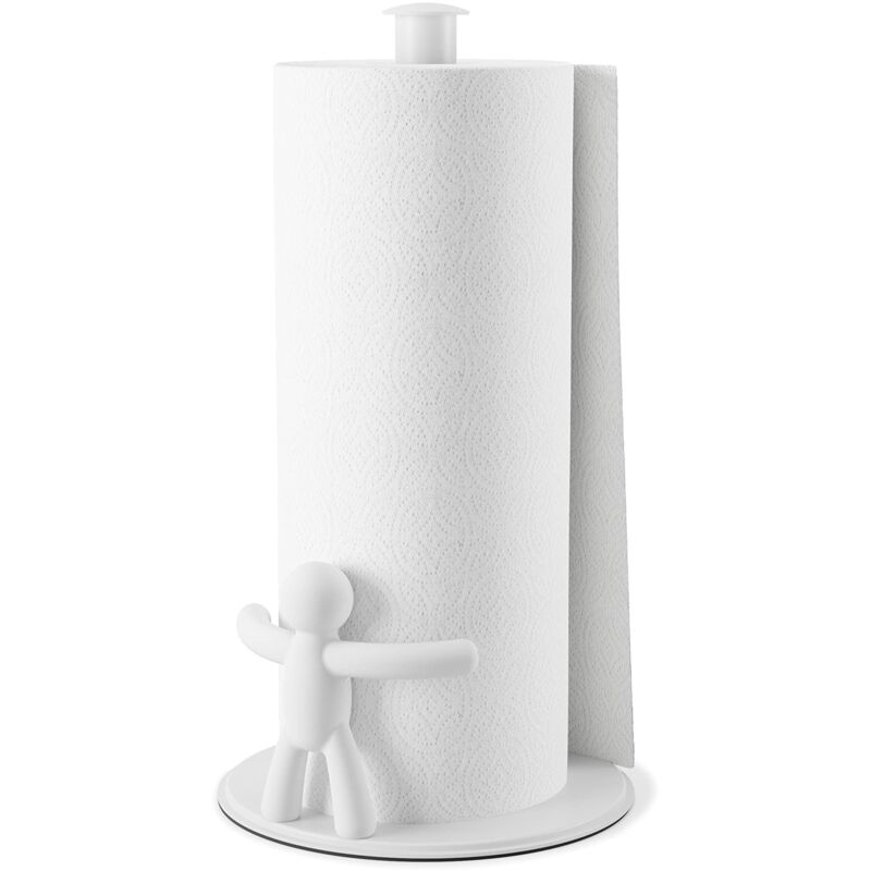 foto del prodotto buddy porta asciugamani di carta per piano di lavoro della cucina, dispenser unico, lega di acciaio, bianco, standard umbra