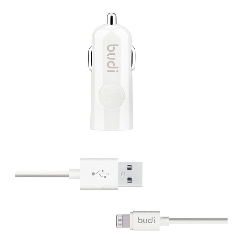 foto del prodotto budi usb autoladeger t lightning kabel wei 