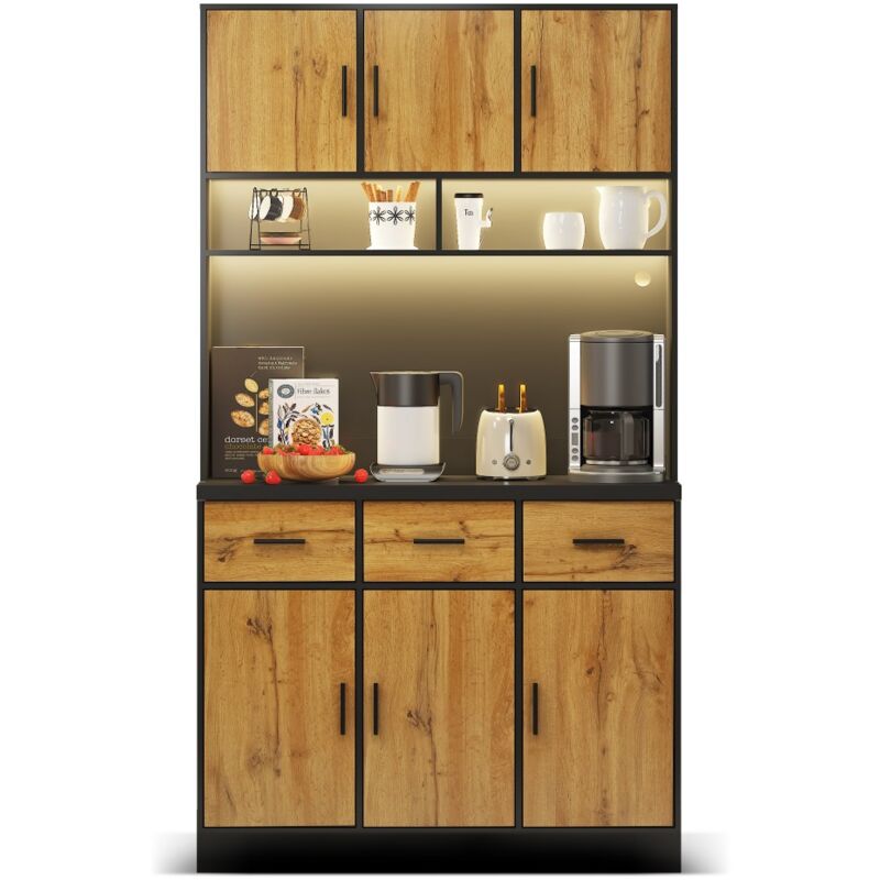 foto del prodotto buffet 100x40x180cm con illuminazione a led con sedili in legno, rivestimento in legno, colore naturale