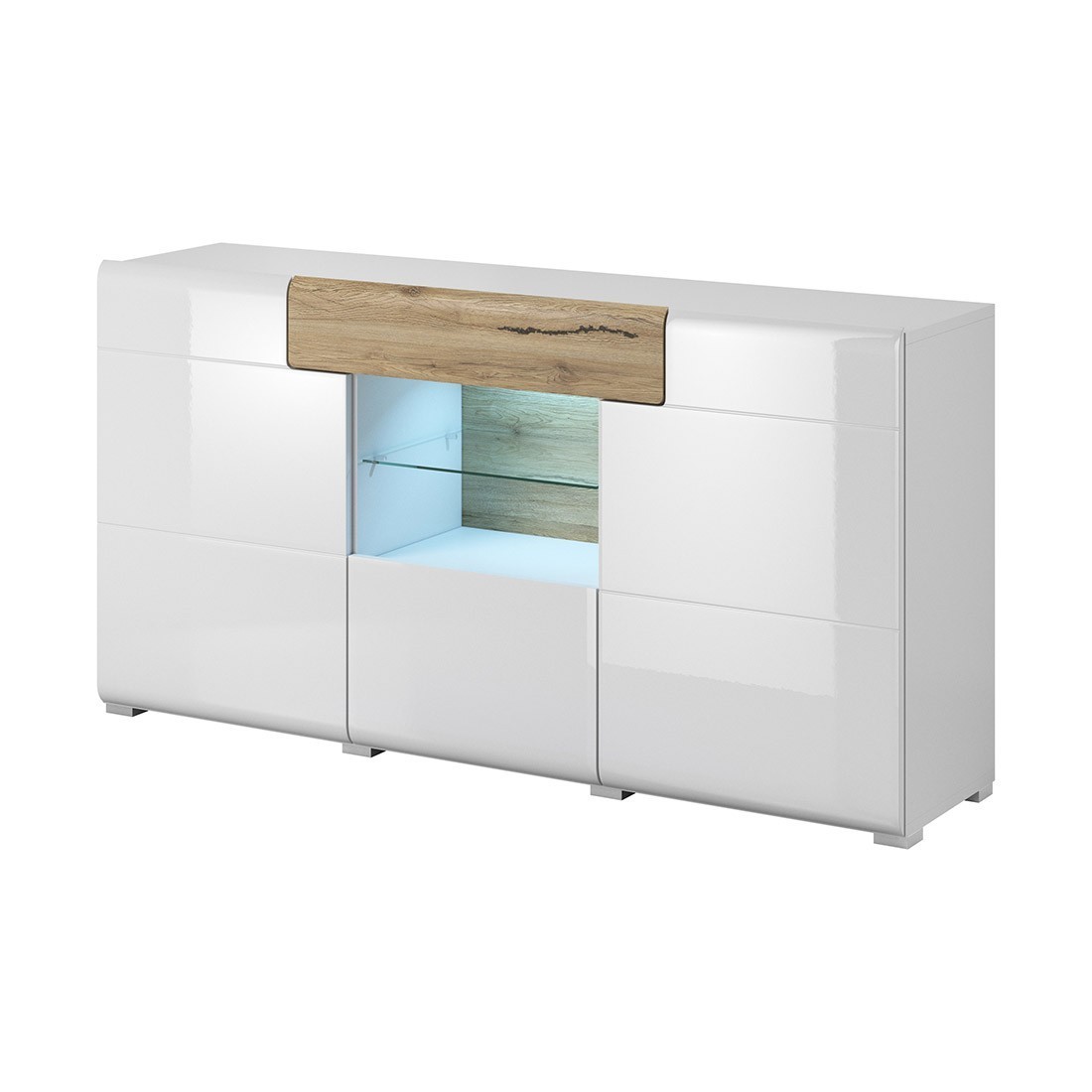 foto del prodotto buffet 160cm collezione ohio. colori bianco e rovere.