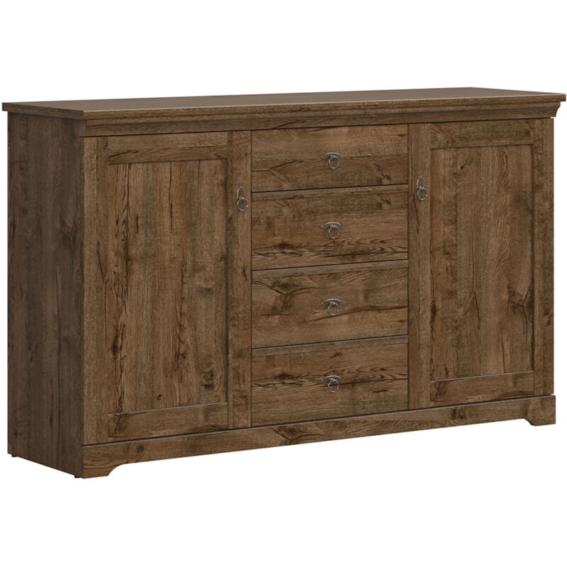 foto del prodotto buffet 2 ante 4 cassetti no marrone scuro 93cm