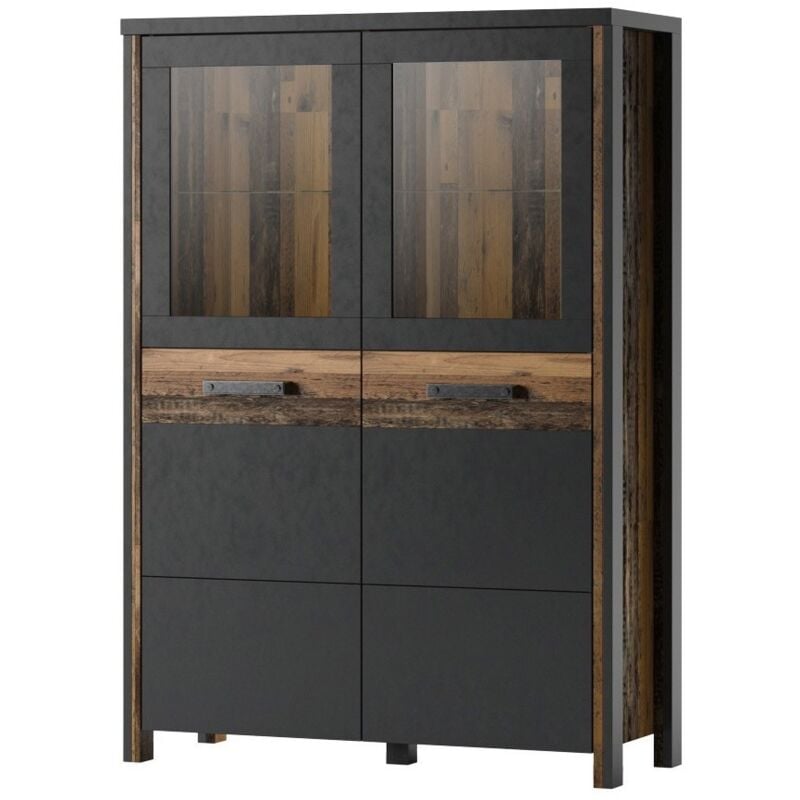 foto del prodotto buffet alto collezione windsor. colori grigio antracite e rovere scuro.