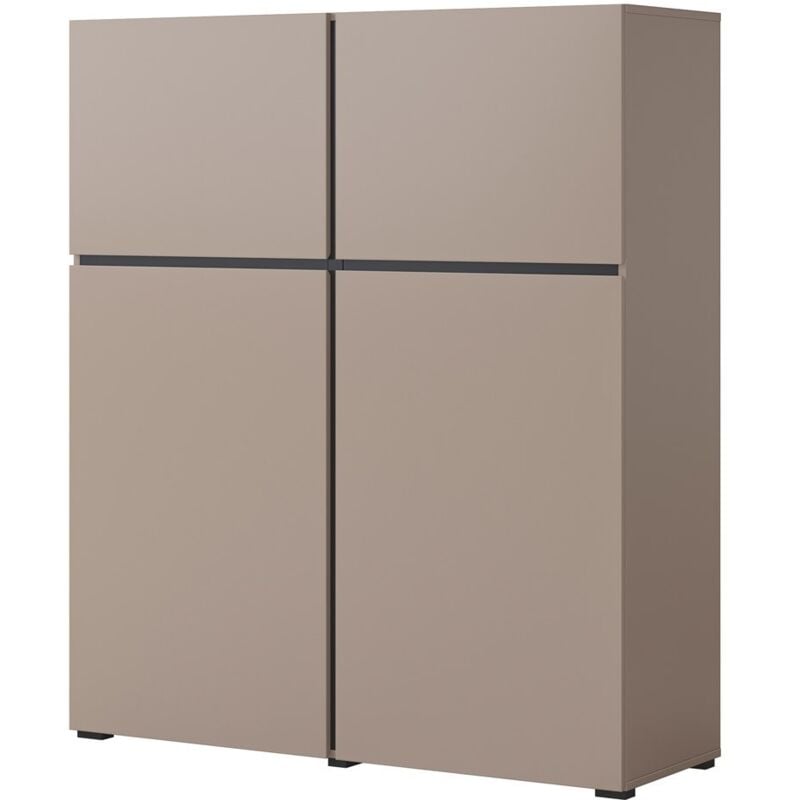 foto del prodotto buffet alto color beige e nero l120xh140xp40 collezione havana. credenza alta design con 4 porte.