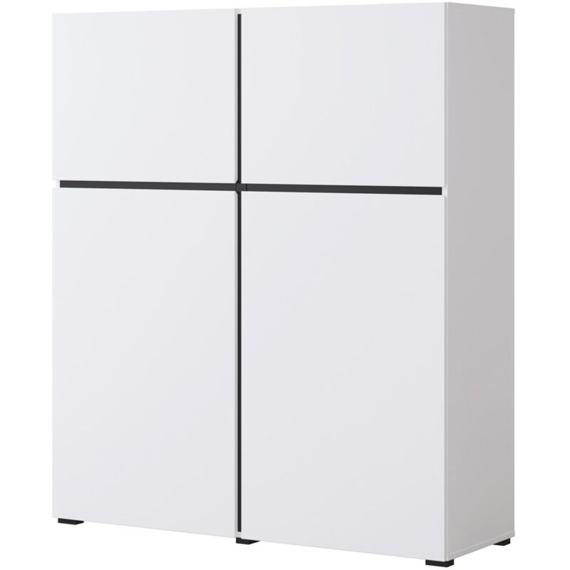 foto del prodotto buffet alto color bianco e nero l120xh140xp40 collezione havana. credenza alta design con 4 porte.