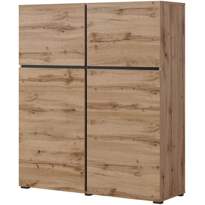 foto del prodotto buffet alto colori rovere e nero l120xh140xp40 collezione havana. credenza alta design con 4 porte.