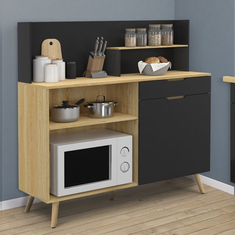 foto del prodotto buffet bas de cuisine 120 cm olaf plan de travail h.83 cm 1 porte 1 tiroir h tre et noir