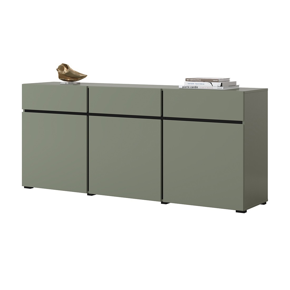 foto del prodotto buffet color salvia verde 180cm collezione havana. credenza design con 3 porte e 3 cassetti.