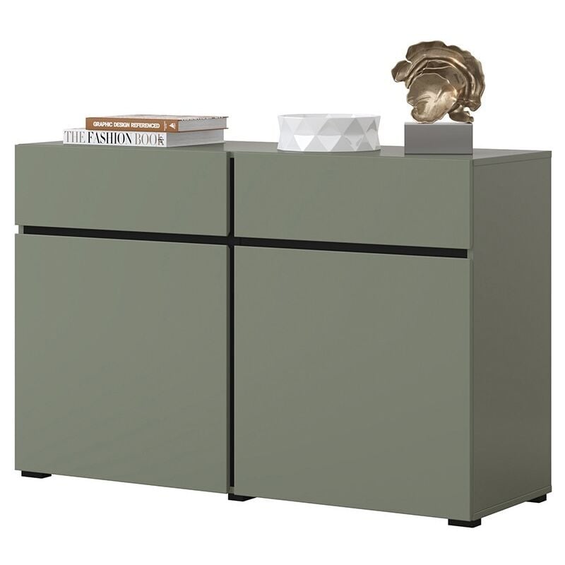 foto del prodotto buffet color verde salvia 120cm collezione havana. credenza design con 2 porte e 2 cassetti.