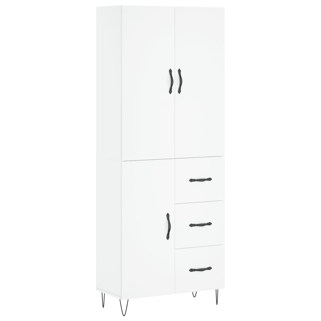 foto del prodotto buffet credenza cassettiera mobile contenitore organizer cucina soggiorno soggiorno alto 69,5 x 34 x 180 cm pannelli in mdf bianco