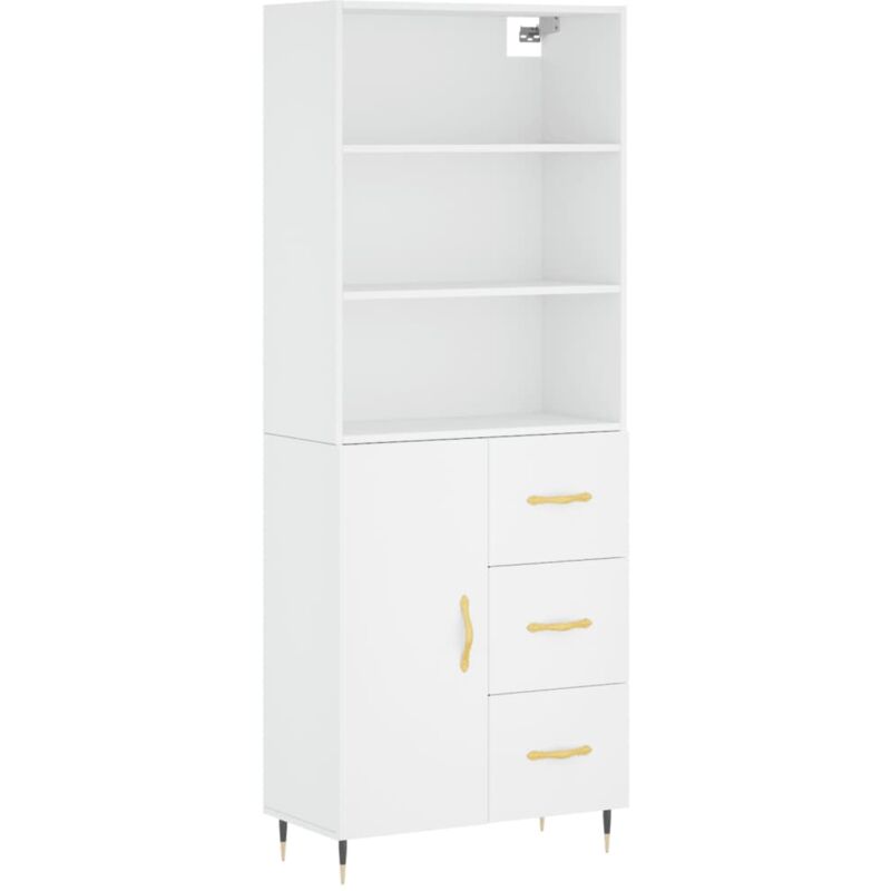 foto del prodotto buffet credenza cassettiera mobile contenitore organizer cucina soggiorno soggiorno alto 69,5 x 34 x 180 cm pannelli in mdf bianco